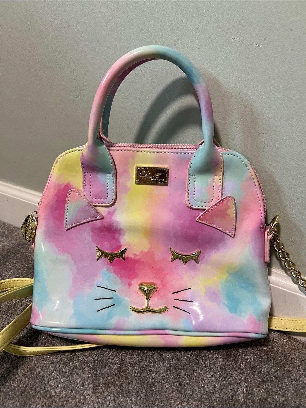 Luv Betsey by Betsey Johnson Kitty Cat Crossbody Purse Watercolor Tie Dye